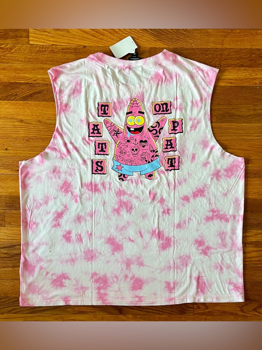 H&M Pink Tie Dye Tats On Pat SpongeBob SquarePants Tank Top Size 3XL